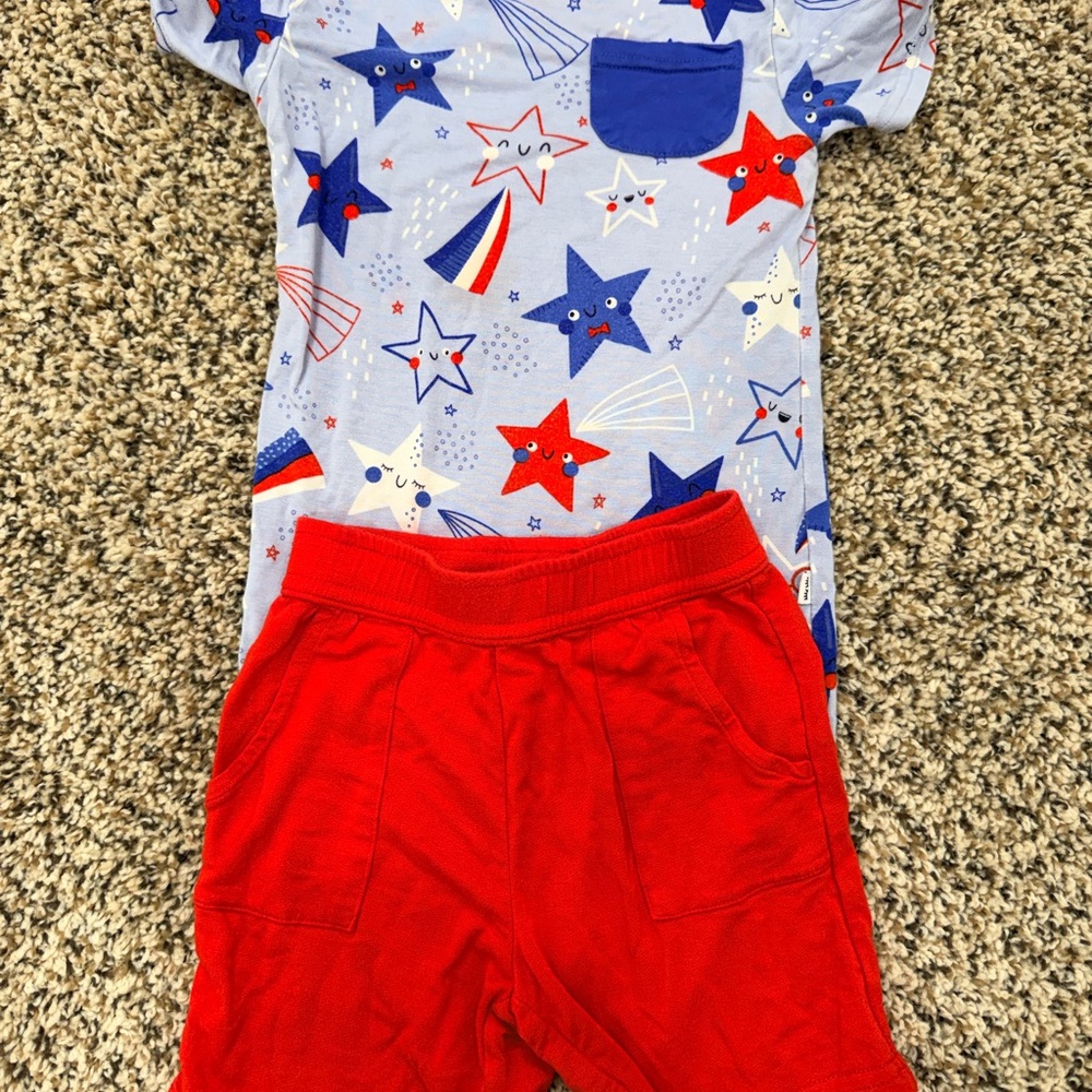 Little Sleepies Blue and Red Starry Kids Matching Set